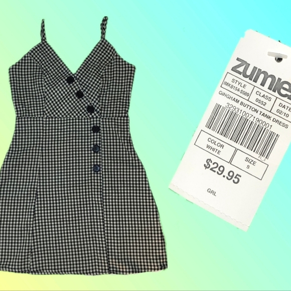 Gingham button tank dress - Picture 2 of 2